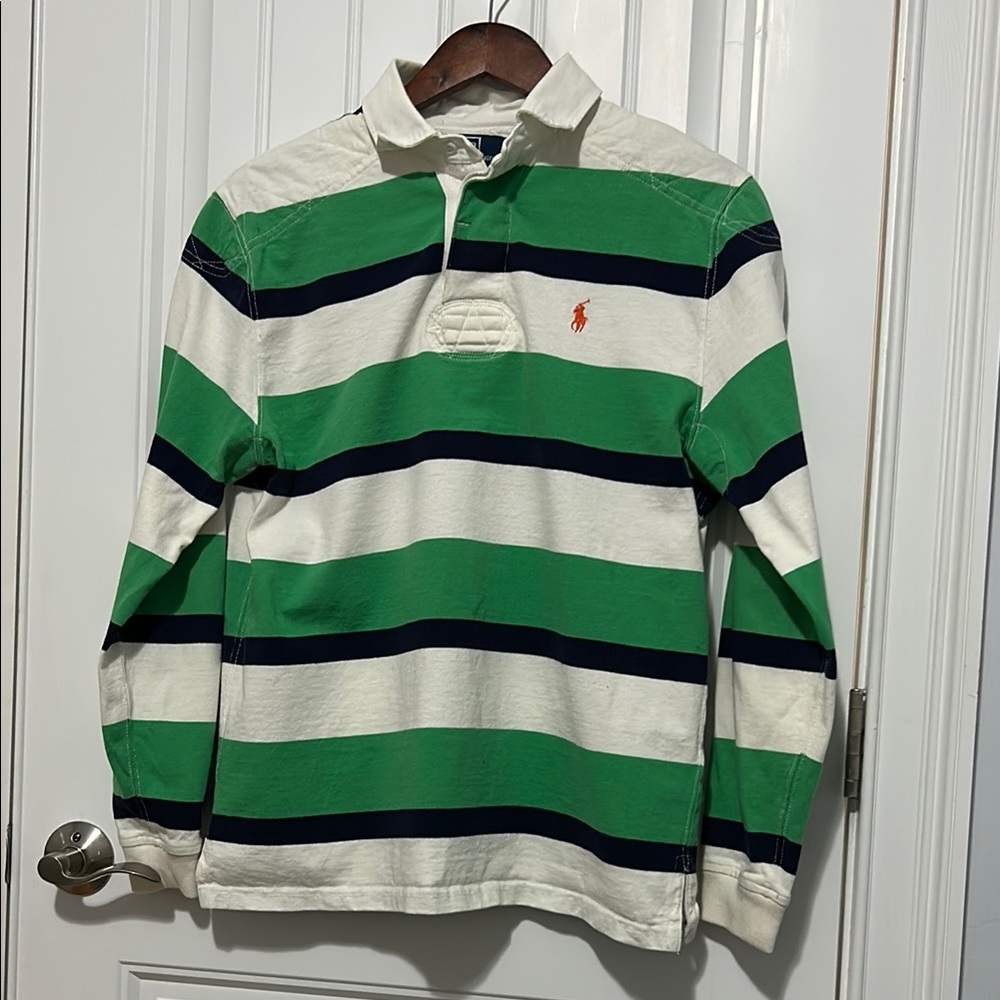Ralph Lauren Green Striped Rugby Shirt